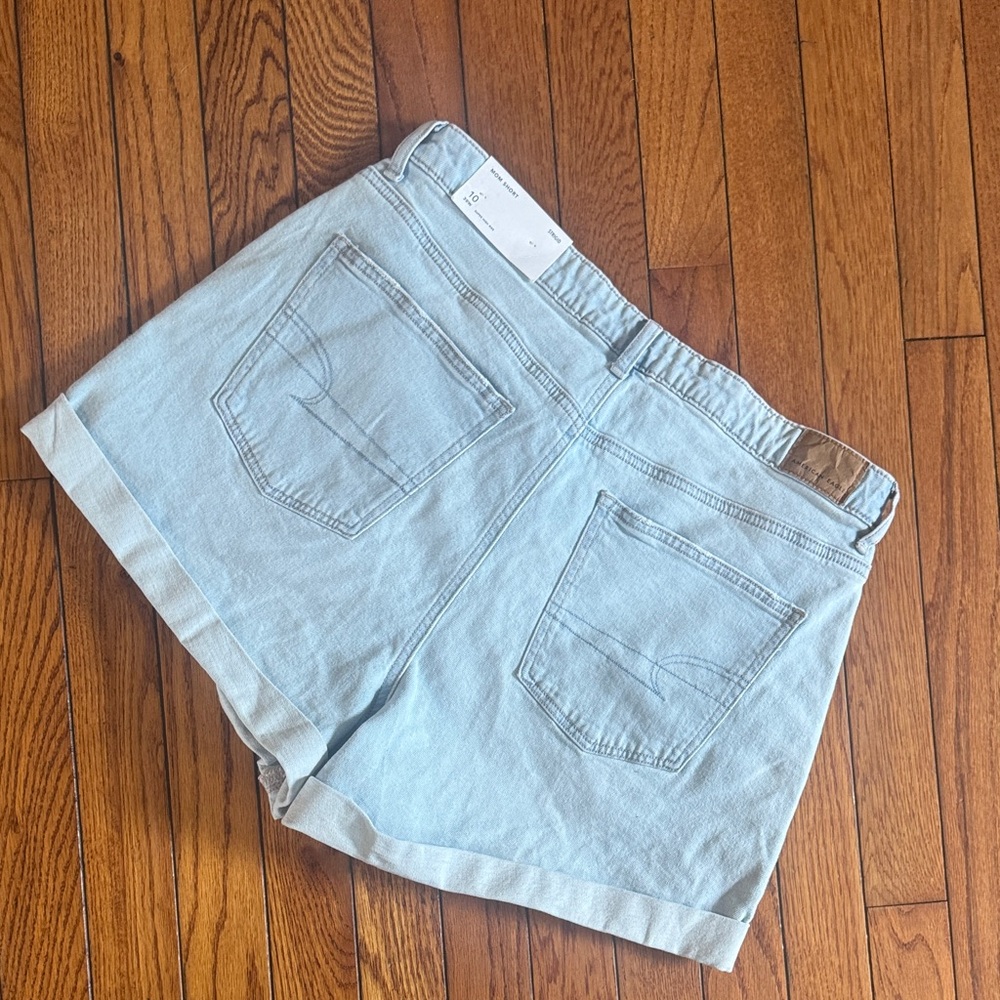 American Eagle Outfitters Light Blue Denim Roll-Hem Shorts